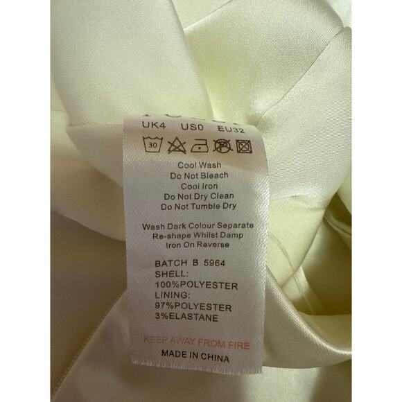 Oh Polly Women's White Silk Satin Back Zip Mini Bodycon Pencil Slip Skirt Size 0 - Picture 5 of 5